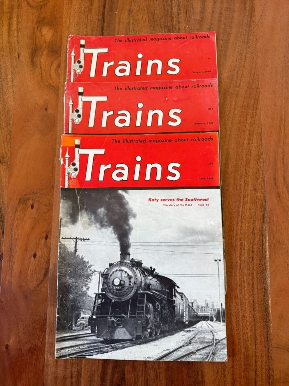 Lot 3 Vintage Trains Magazine 1949 Jan Feb Apr Kalmbach Railroad Ephemera